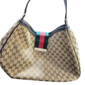 Gucci Web Hobo Canvas Bag, Large